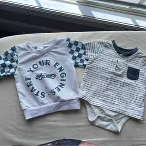 Baby Graphic Sweatshirt and Striped Onesie Set